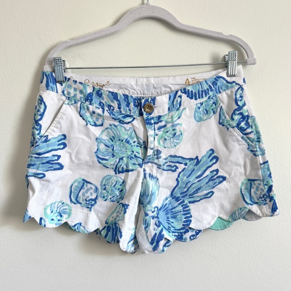 Lilly Pulitzer The Buttercup Short Size 4 Floral Blue Barefoot Princess